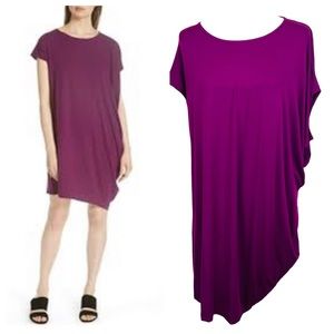 Eileen Fisher Asymmetrical Jersey Shift Dress-Boisenberry NWT